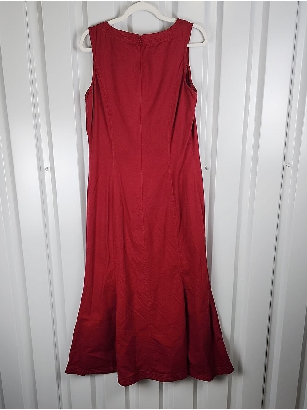 Spiegel Vintage Red Maxi Dress Sleeveless Fitted Mermaid Size 14 Cotton Tencel - Picture 3 of 8
